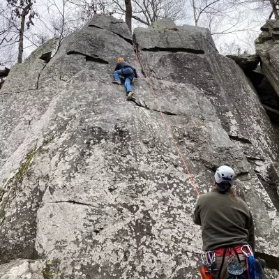 Scouts enjoy rock climbing on a monthly outing