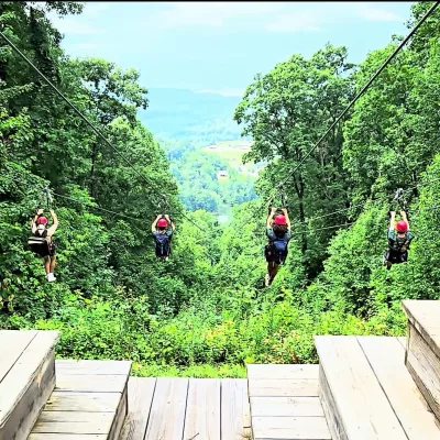 Scouts on a large zipline